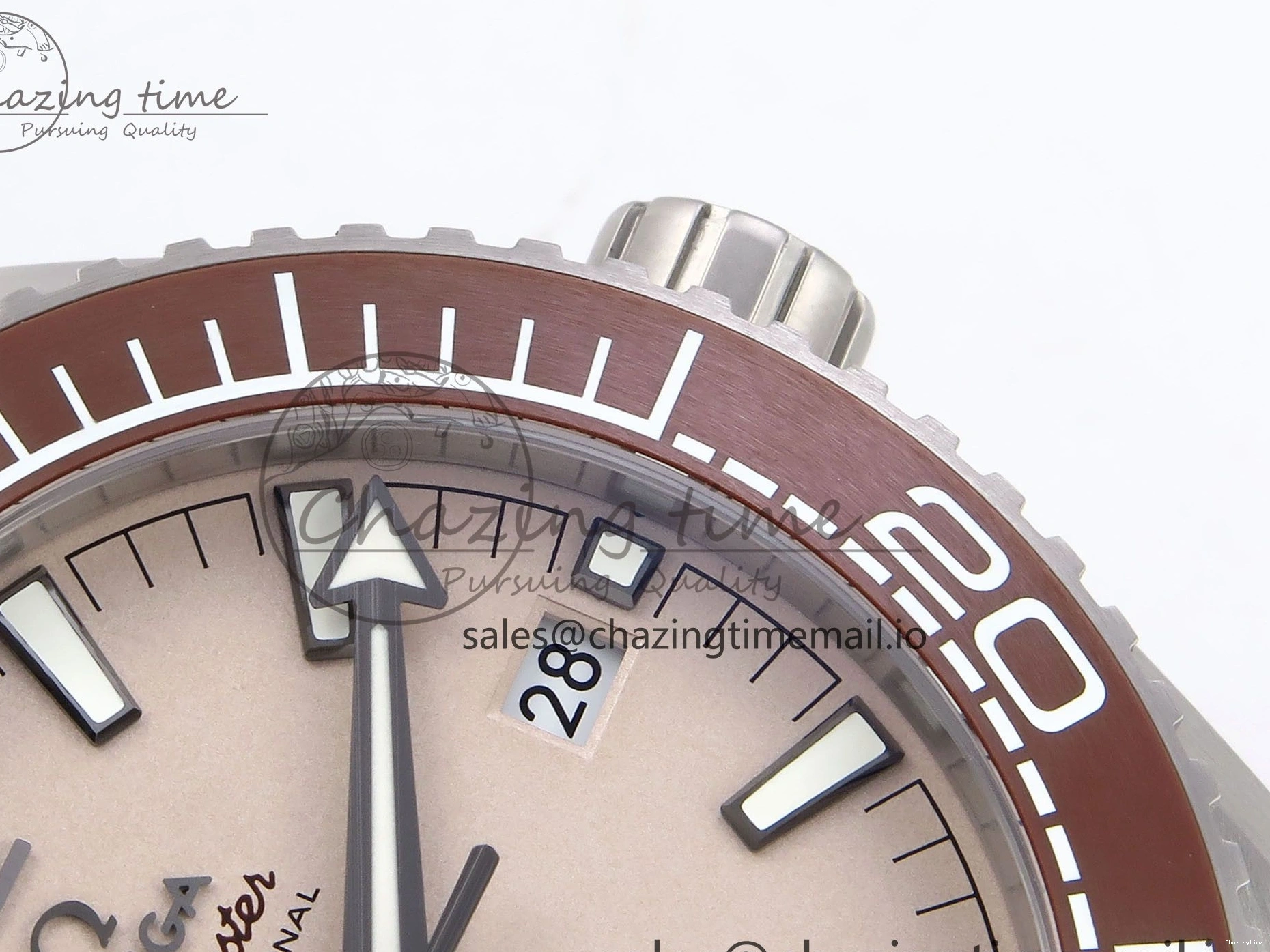 0204 Planet Ocean 43.5mm SS VSF 1:1 Best Edition Brown Bezel Sand Dial on Sand Rubber Strap A8900 Super Clone Neat 7710
